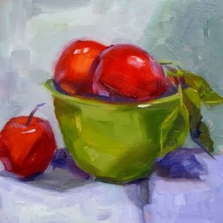 319x320 Mary Douglas's Painting Blog Apples In A Green Bowl - Bowl Of Apples Painting