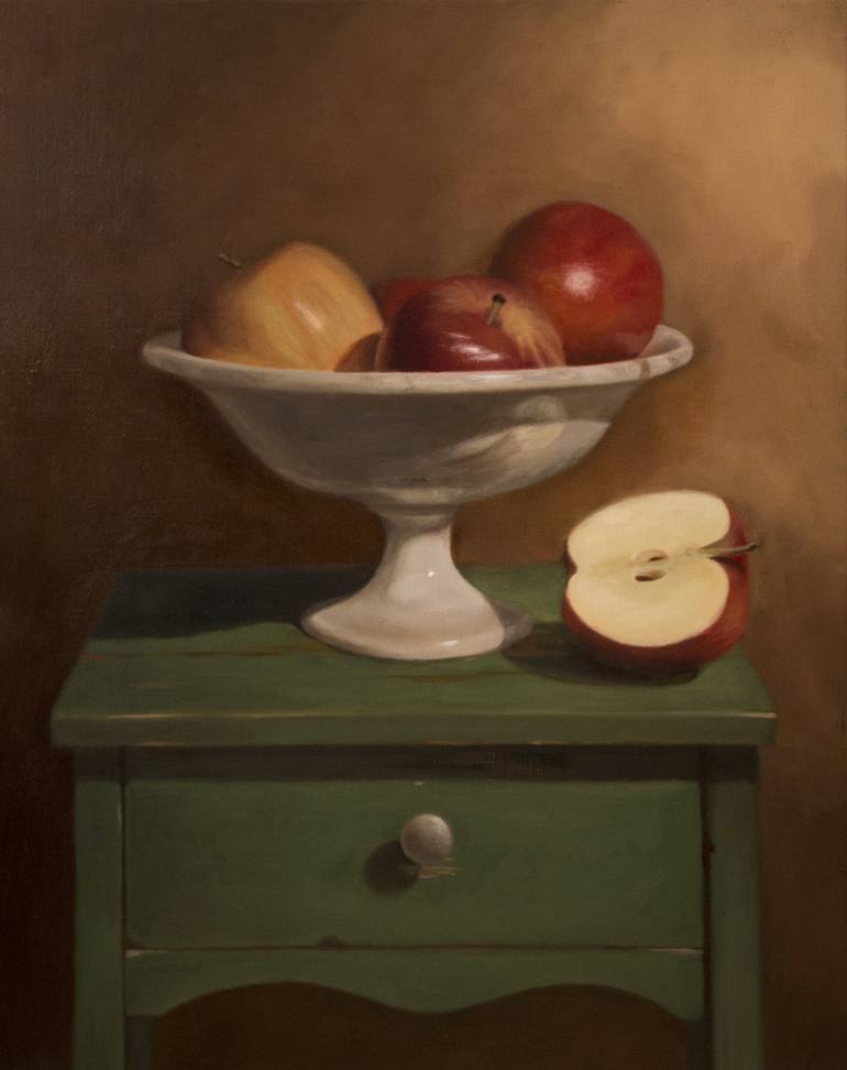 770x972 Saatchi Art Apples And Alabaster Bowl Still Life Painting By John - Bowl Of Apples Painting
