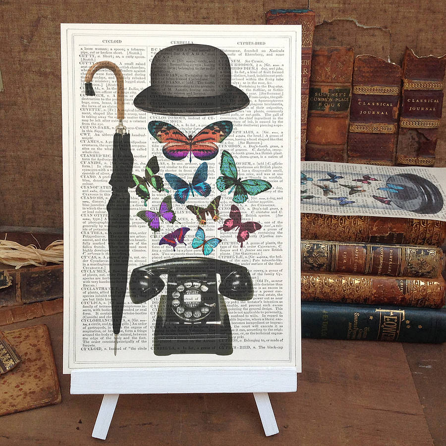 900x900 Bowler Hat Upcycled Vintage Print By Roo Abrook - Bowler Hat Painting