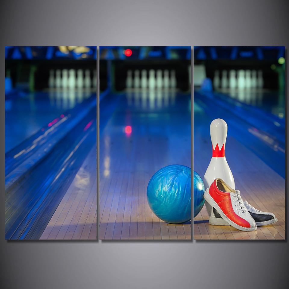 960x960 Bowling Ball Shoes Pins Lane Canvas Print Wall Pictures For Living - Bowling Ball Painting