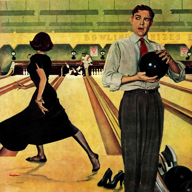 640x640 Bowling Strike Painting Print On Canvas By George Hughes - Bowling Painting