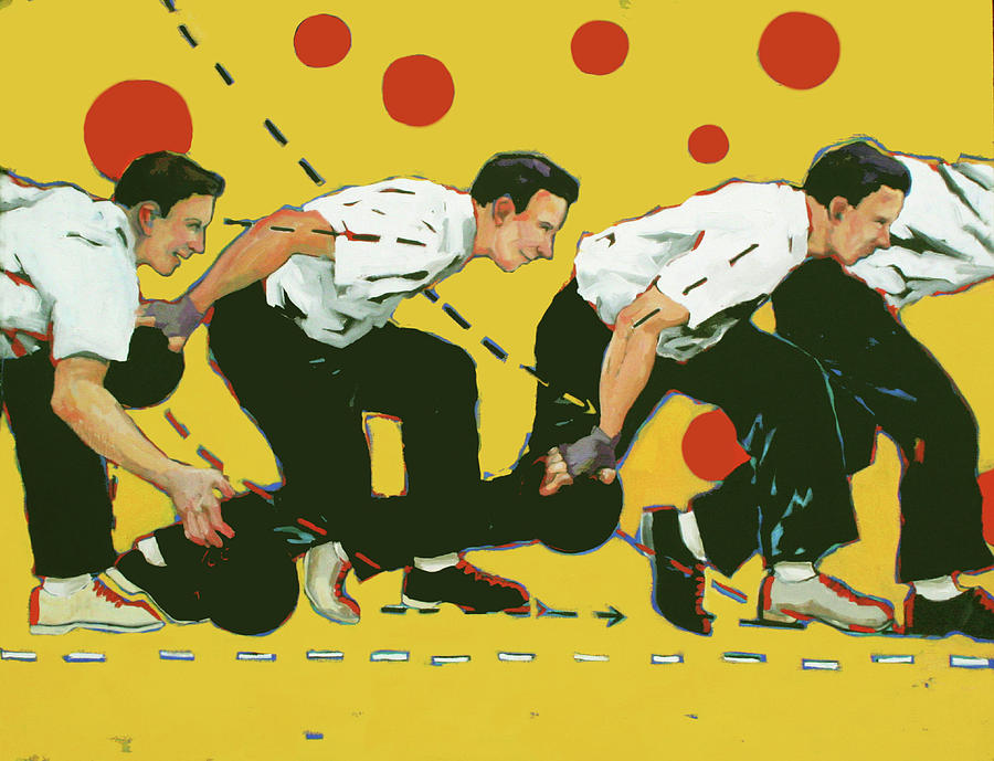 900x689 Bowling Lesson Painting By Meridith Martens - Bowling Painting
