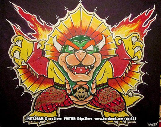 534x423 Bowser The Dragon Steamboat Mash Up Painting(Oc) Squaredcircle - Bowser Painting