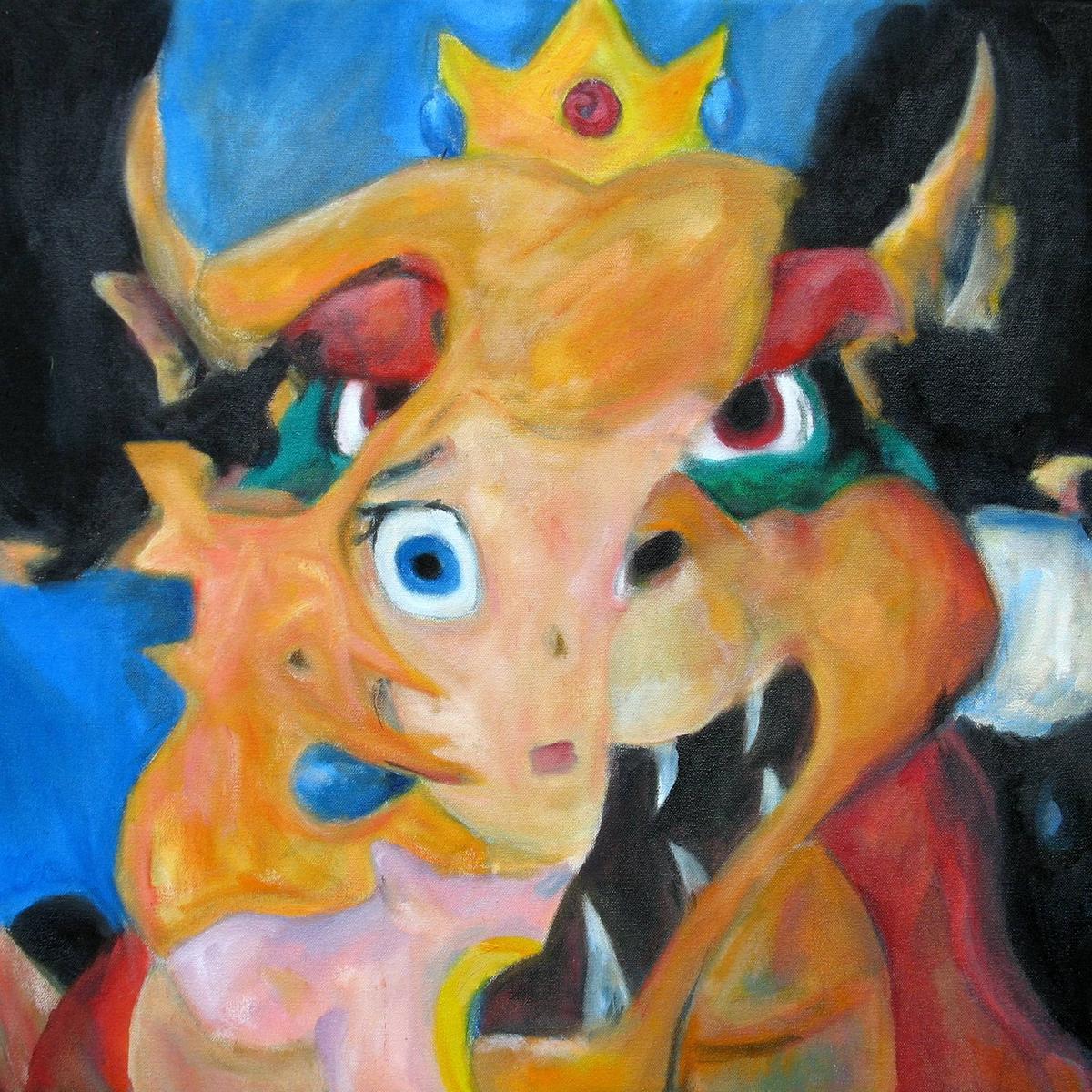 1200x1200 Bowser In The Sky That Feeling In The Staircase. Newest Mario 64 - Bowser Painting