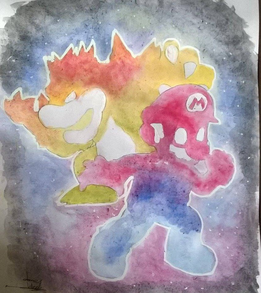843x948 Mario And Bowser Painting By Sega Boy09 - Bowser Painting