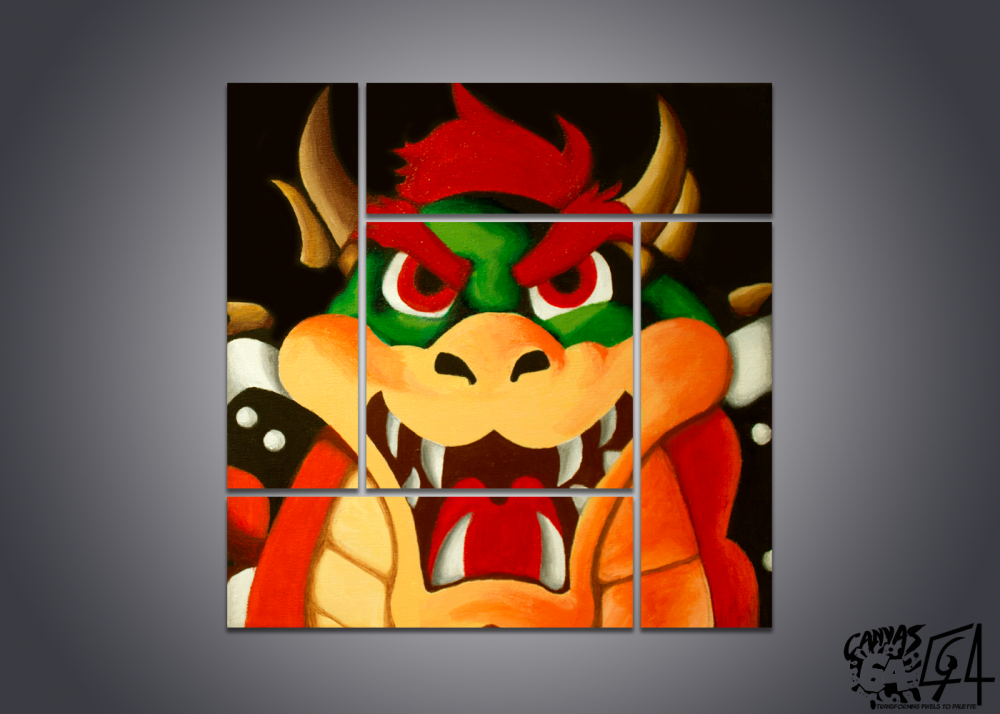 1000x714 Bowser's Portrait Painting From Super Mario 64 Wall Art Canvas - Bowser Painting