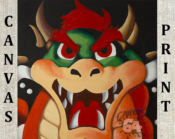 570x453 Bowser Portrait Canvas Print Super Mario 64 Painting - Bowser Painting