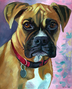 242x300 Boxer Dog Portrait Painting By Lyn Cook - Boxer Dog Painting