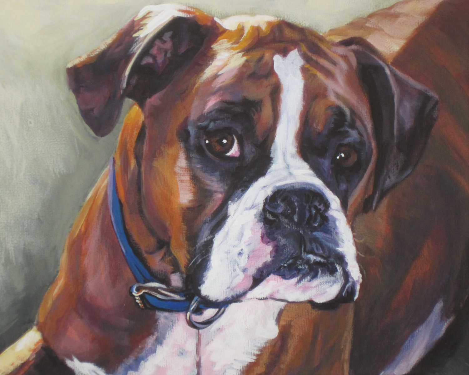 1500x1200 Boxer Dog Portrait Print Of La Shepard Painting 8x10 Dog - Boxer Dog Painting