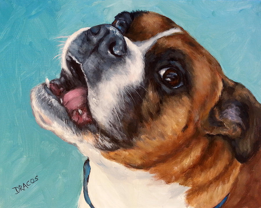 900x719 Happy Boxer Dog Painting By Dottie Dracos - Boxer Dog Painting