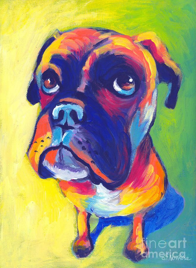 659x900 Whimsical Boxer Dog Painting - Boxer Dog Painting