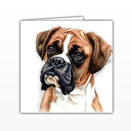 500x500 Boxer Dog Greeting Card - Boxer Dog Painting