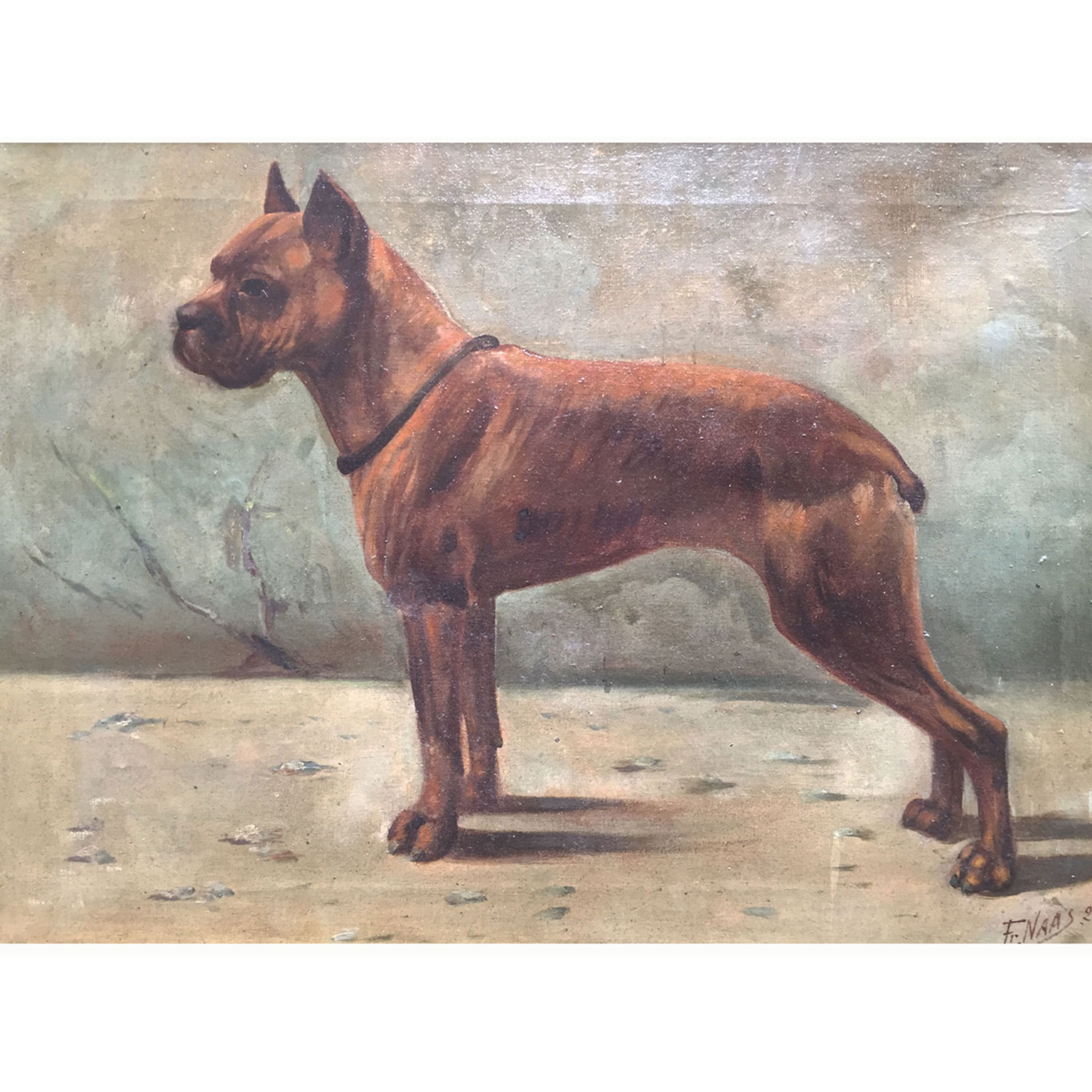 1536x1536 Boxer Dog Painting By Fr.naas Dated 1923, Oil On Canvas French - Boxer Dog Painting