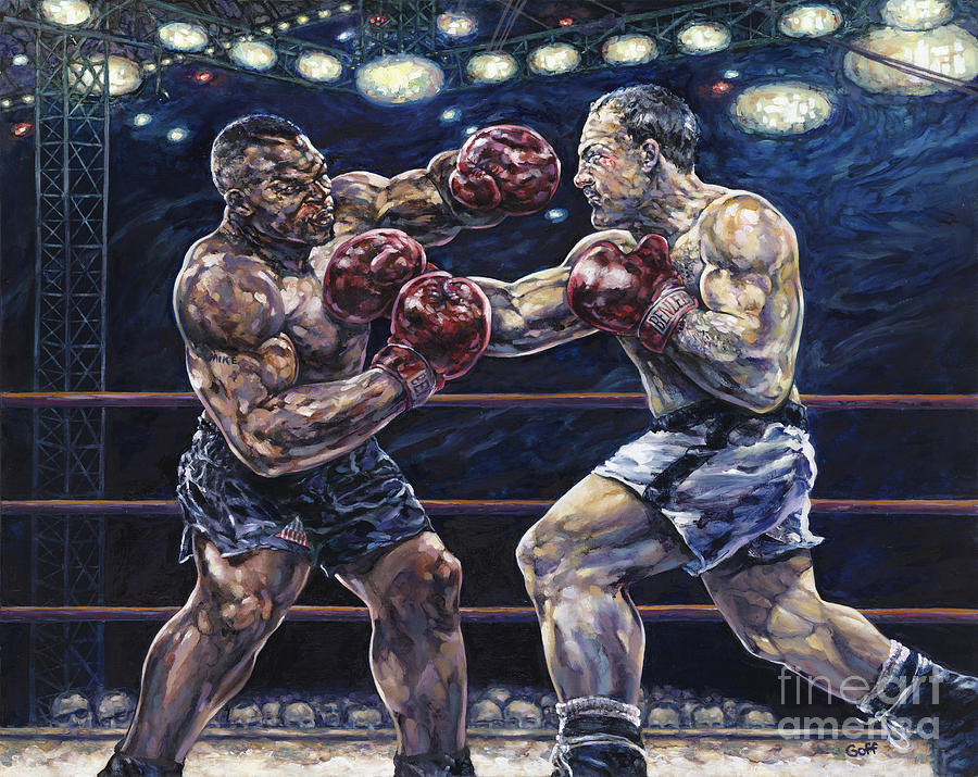 900x715 Iron Mike Vs. Rocky Painting By Dennis Goff - Boxing Painting