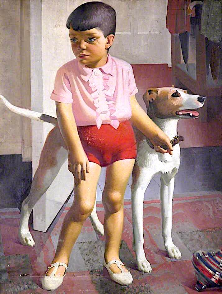 714x944 Boy And Dog Painting Percy Shakespeare Oil Paintings - Boy And Dog Painting