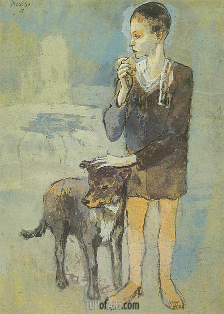 463x648 Boy With A Dog Picasso Painting Reproduction 3535 Topofart - Boy And Dog Painting