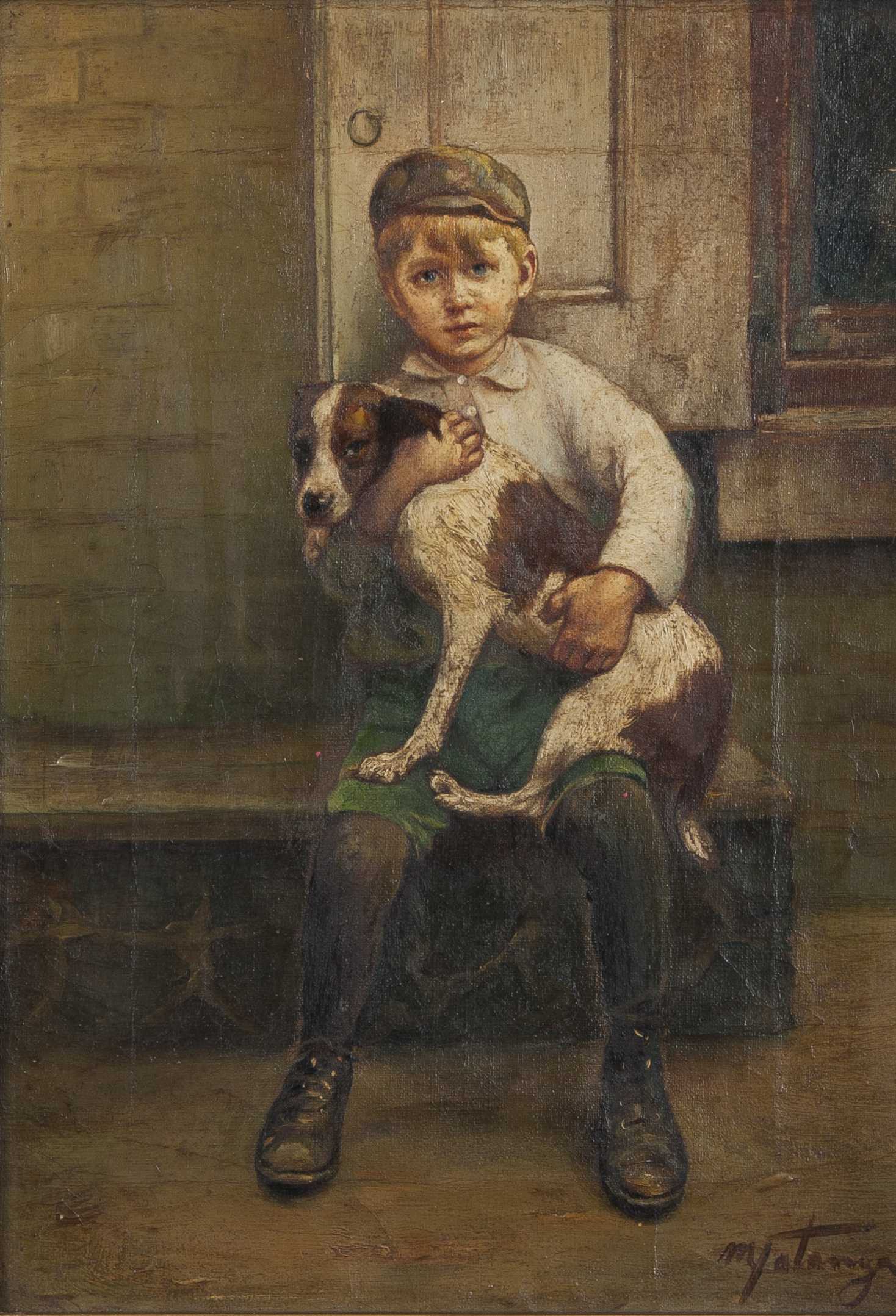 1468x2157 Michele Falanga Painting Of A Young Boy With His Dog - Boy And Dog Painting