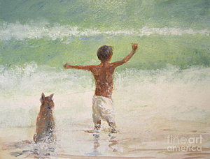 300x228 Boy And Dog Paintings Fine Art America - Boy And Dog Painting
