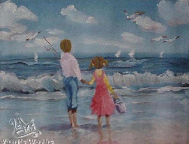 650x494 Girl And Boy - Boy And Girl Painting