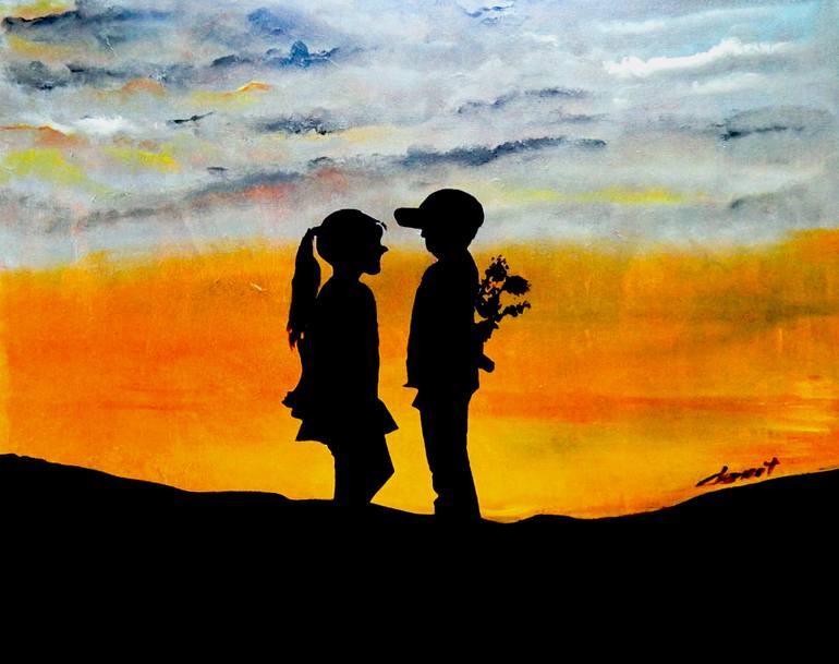 770x609 Saatchi Art O 047 The Loving Couple - Boy And Girl Painting