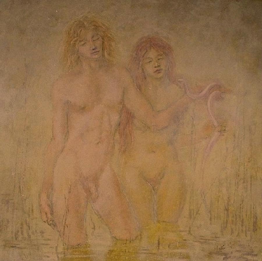900x898 Swamp Boy And Girl Painting By Terrell Gates - Boy And Girl Painting