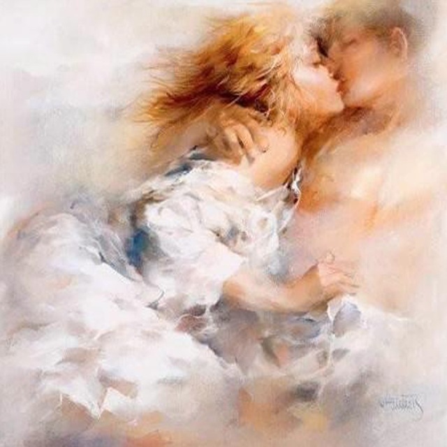 640x640 Diy Diamond Painting Cross Stitch Diamond Romantic Kiss Boy - Boy And Girl Painting