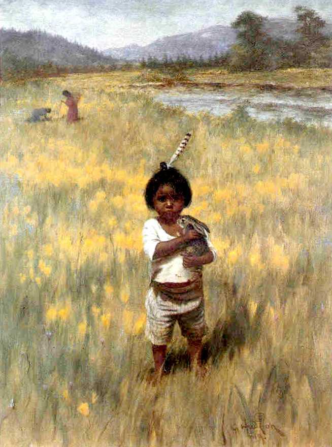 654x880 Grace Carpenter Hudson Oil Painting, Shi Ko Da Ho Y, Young Jack - Boy And Rabbit Painting