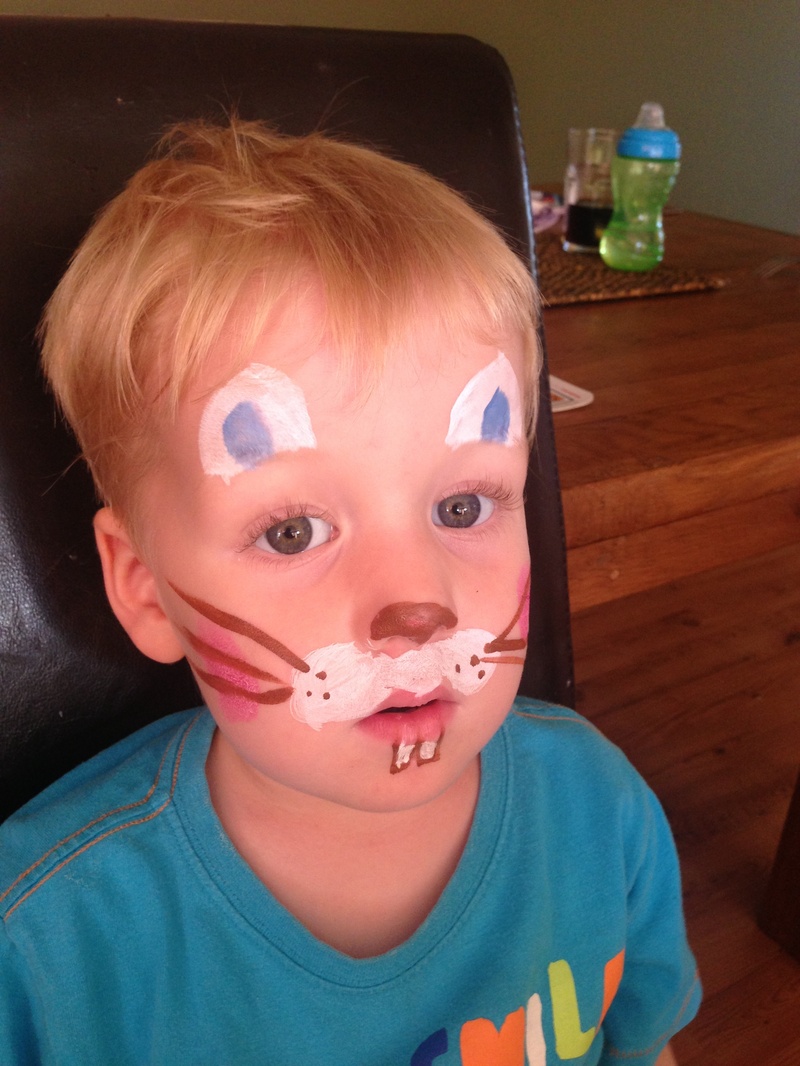 800x1066 Quick And Easy Easter Bunny Face Paint - Boy And Rabbit Painting