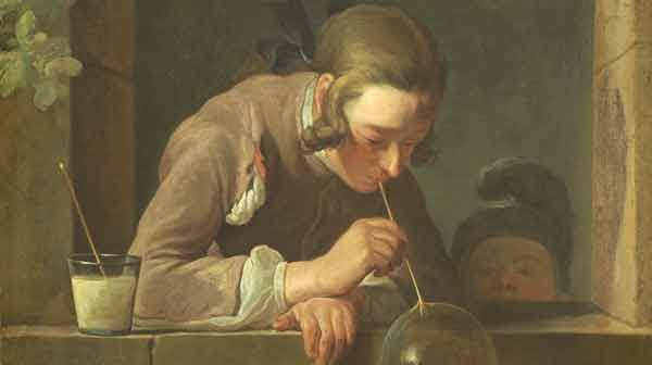 600x336 Boy Blowing Soap Bubbles, Chardin - Boy Blowing Bubbles Painting