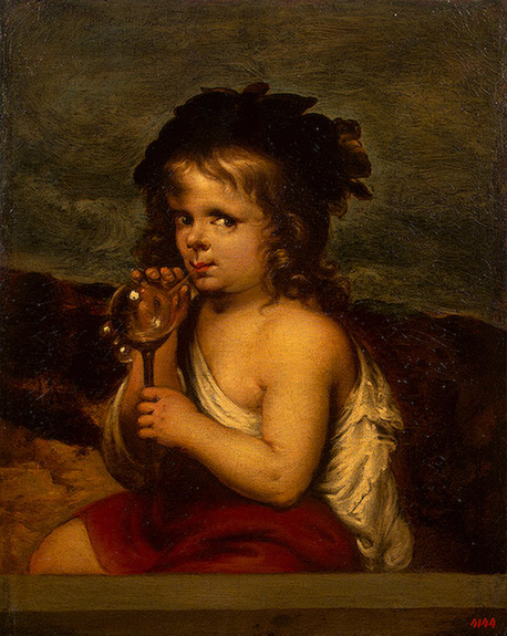 458x575 Boy Blowing Soap Bubbles 1700 1710 Painting Tobar Alonso Miguel - Boy Blowing Bubbles Painting