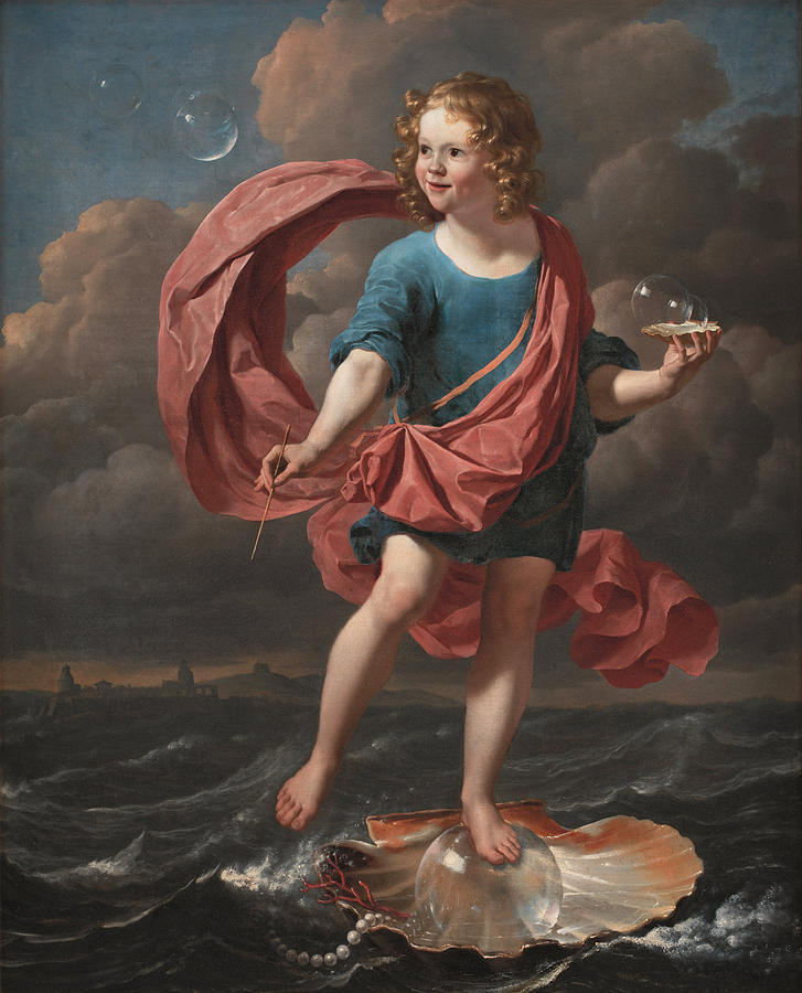 727x900 Boy Blowing Soap Bubbles. Allegory On Transitoriness - Boy Blowing Bubbles Painting