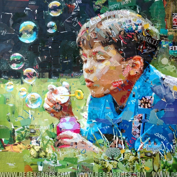 600x600 Derick Gores, Boy Blowing Bubbles. - Boy Blowing Bubbles Painting