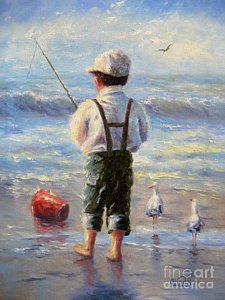 Boy Fishing Painting at PaintingValley.com | Explore collection of Boy ...