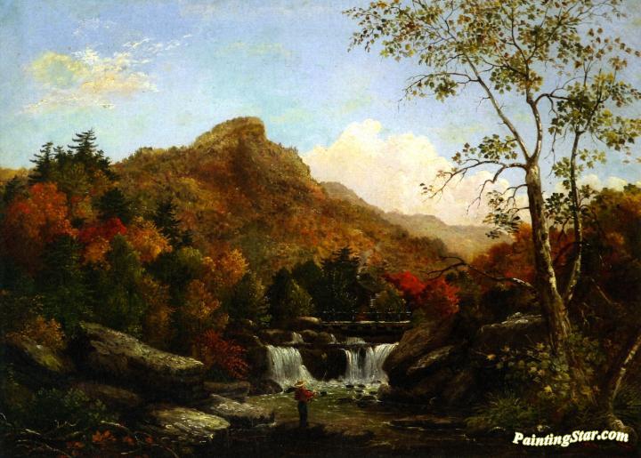 720x515 Autumn Landscape With Boy Fishing Artwork By Christopher Pearse - Boy Fishing Painting