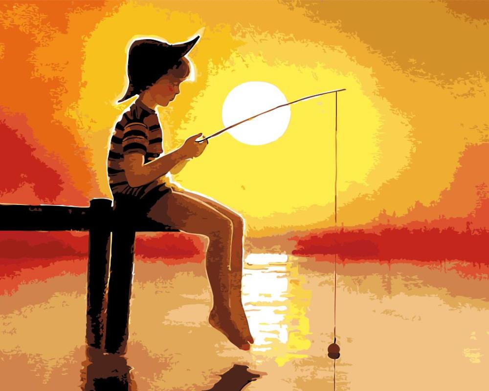 1000x801 Boy Fishing - Boy Fishing Painting