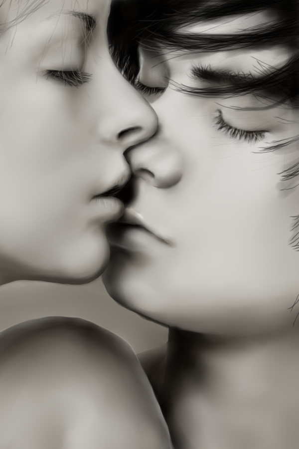 600x900 Boy And Girl Kissing By Terrorgazm - Boy Kissing Girl Painting