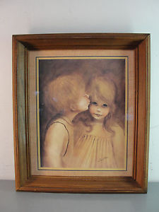 225x300 Margaret Kane The Little Kiss Signed Print Boy Kissing Girl Wood - Boy Kissing Girl Painting