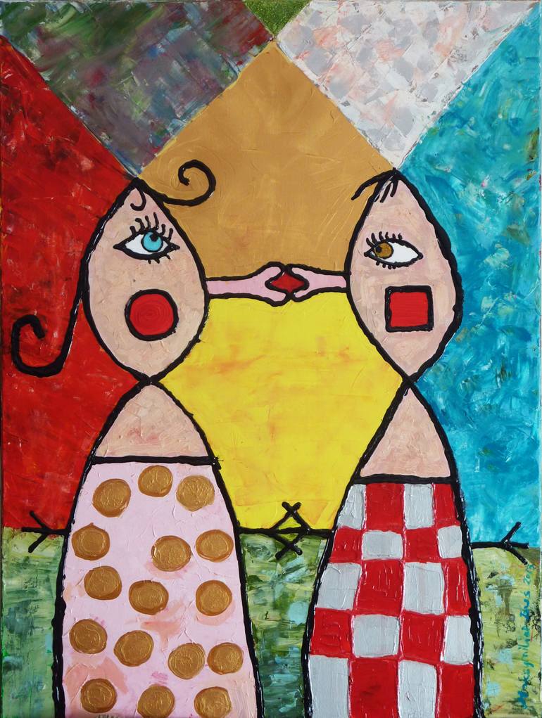 770x1021 Saatchi Art Girl And Boy Kissing Painting By Maksymilian - Boy Kissing Girl Painting