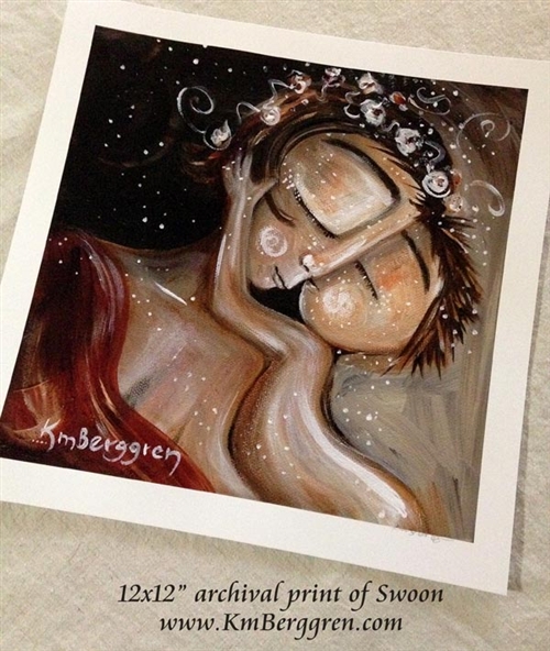 500x592 Mother And Child, Boy, Girl, Baby, Toddler, Whimsical, Fantasy - Boy Kissing Girl Painting