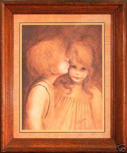 414x500 A Little Kiss - Boy Kissing Girl Painting