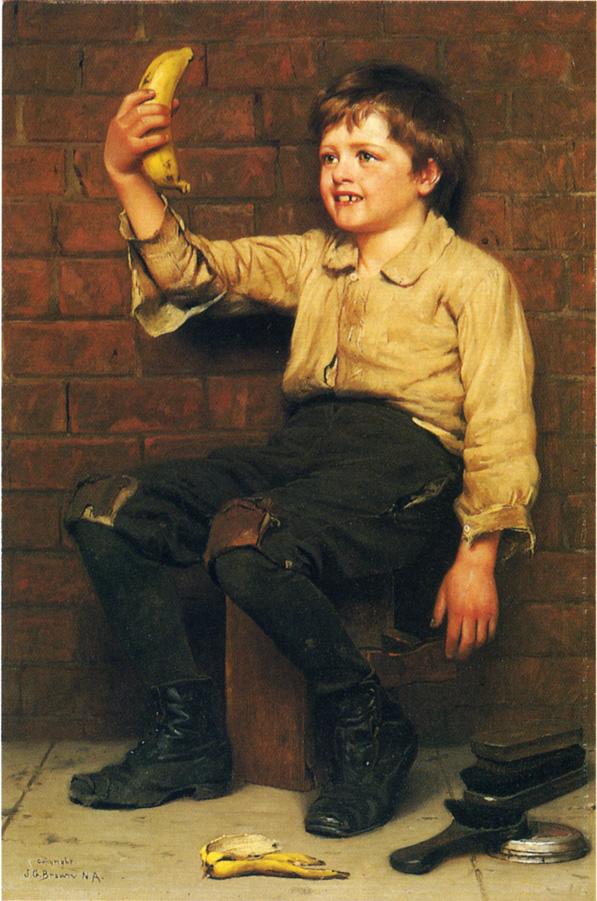597x901 Banana Boy Painting John George Brown Oil Paintings - Boy Painting