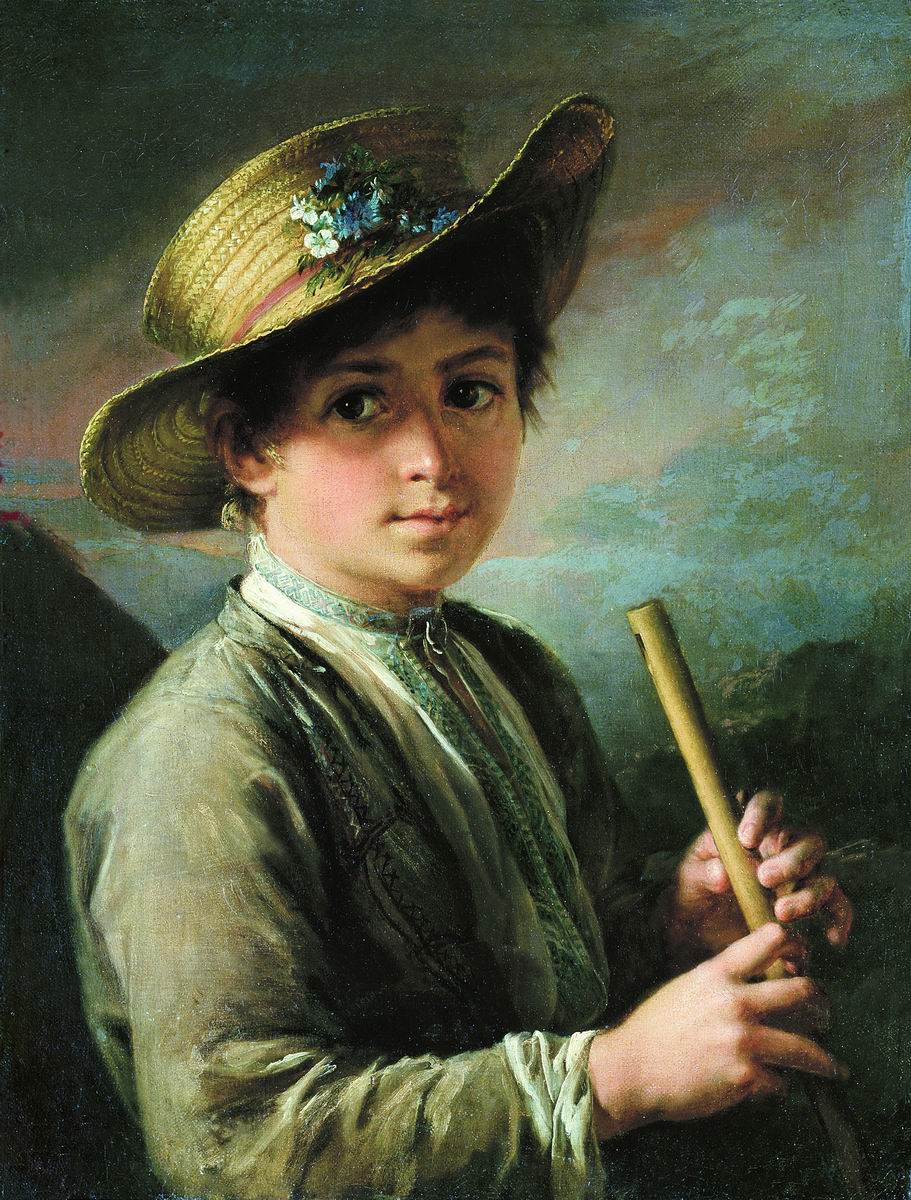 911x1200 Filethe Boy With A Flute By Vasily Tropinin.jpg - Boy Playing Flute Painting
