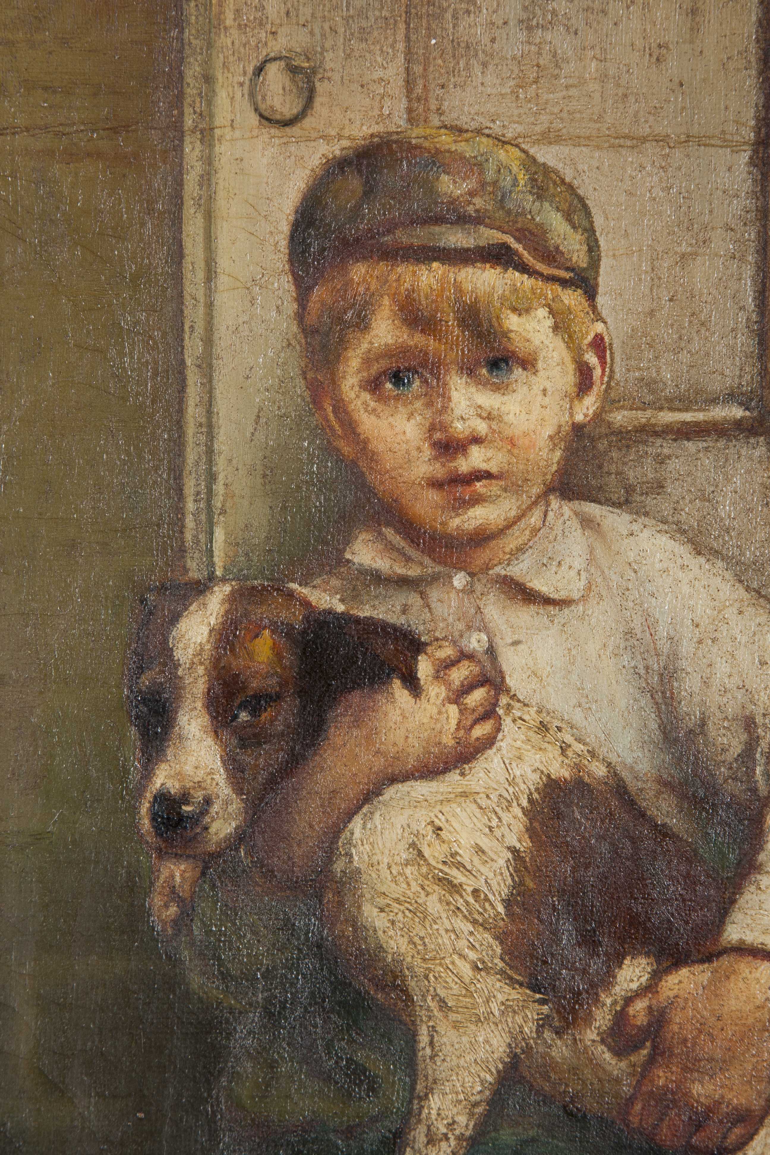 Boy With Dog Painting at PaintingValley.com | Explore collection of Boy ...