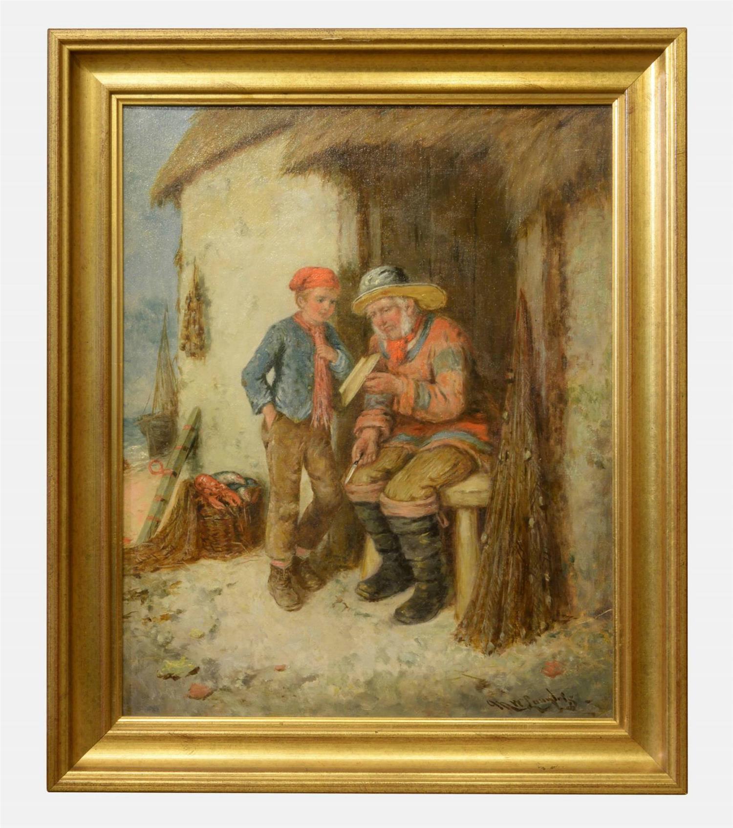 1500x1693 Oil Painting - Boy With Dog Painting