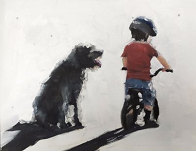 400x310 Boy With Dog Art Print Wall Art From Original Oil Painting By - Boy With Dog Painting