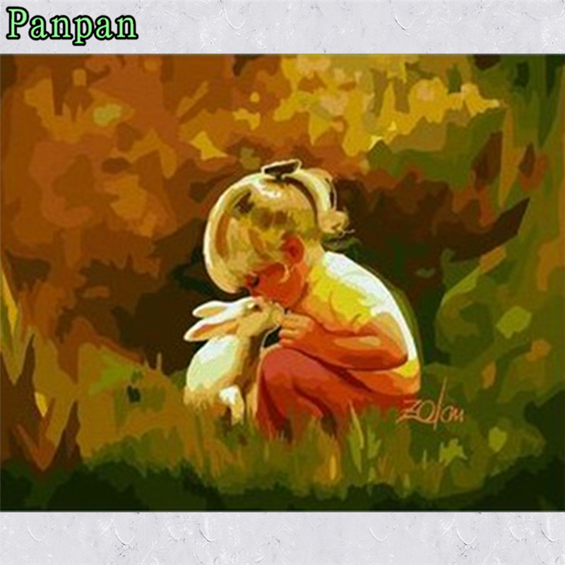 800x800 High Quality Acrylic Paintings 4050 Girl And Rabbit Paint By - Boy With Rabbit Painting