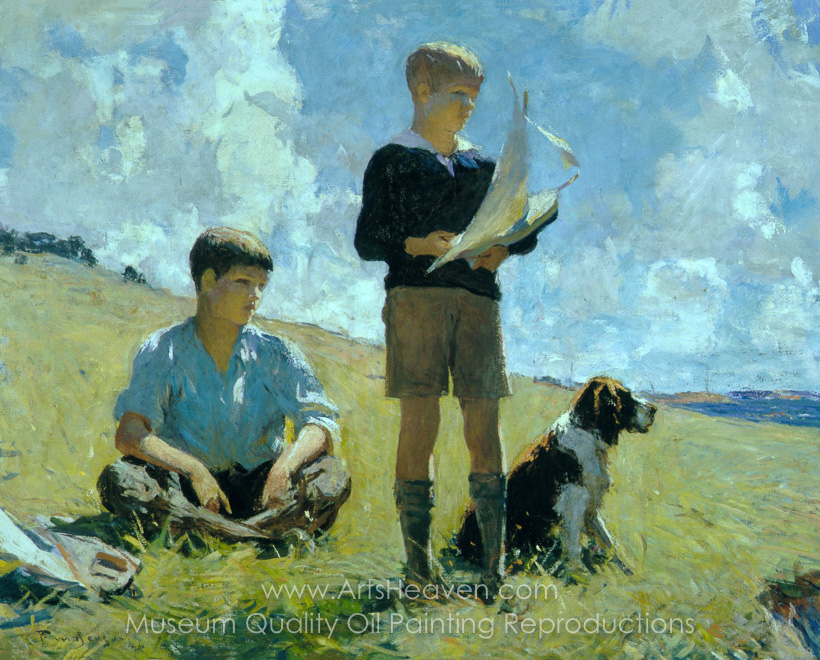 820x660 Reproduction Painting Frank Weston Benson Two Boys, Hand Painted - Boys Painting