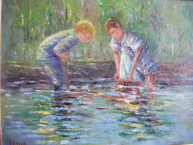 770x578 Saatchi Art Two Boys Painting By Therese O'Keeffe - Boys Painting