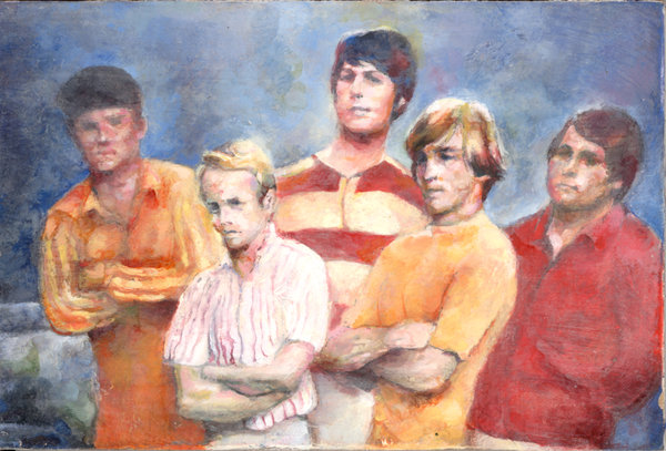 600x407 Tiny Beach Boys Painting By Chloec - Boys Painting