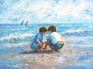300x225 Two Little Boys Paintings Fine Art America - Boys Painting